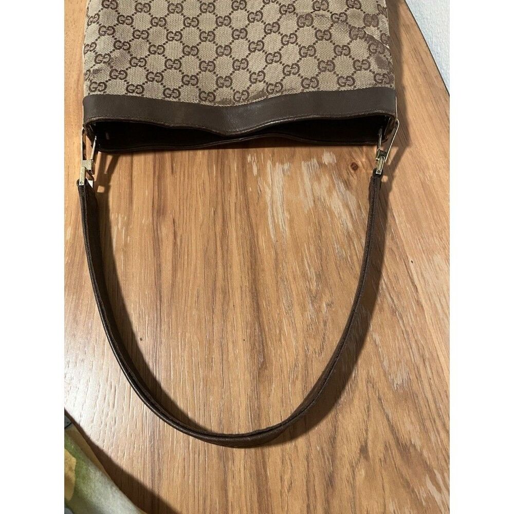 Auth Gucci Jackie GG Canvas Leather Beige Dark Brown One Shoulder Bag - Picture 6 of 10